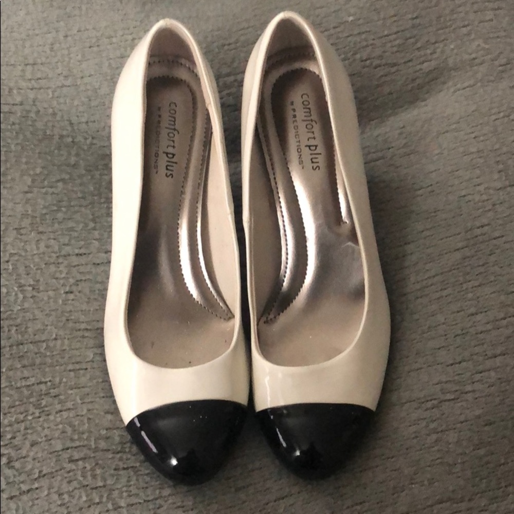 Black and white heels